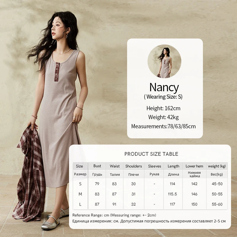 MISHOW Women's Plaid Shirt Grey Vest Dress Separately Spring Lapel Collar Shirt U-neck Sleeveless Dresses (Not A Set) MXE13L2093