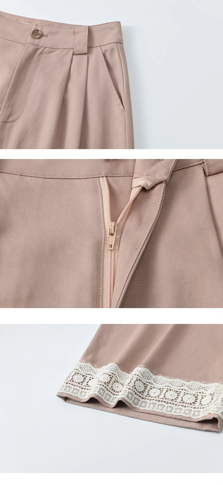 MISHOW Hem Lace Hollow Out Wide Leg Pants for Women Summer 2025 High Waist Loose Pink Pants Straight Leg Trousers MXE31K0900