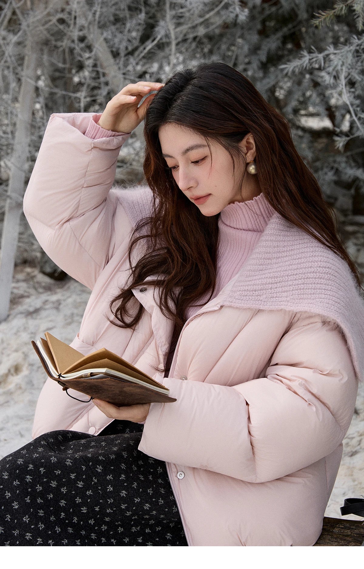 MISHOW Woolen Lapel Short Down Jacket 2025 Winter Women Thick Warm Down Jacket Pink Bread Jacket Commuting Outerwear MXE92Y0089