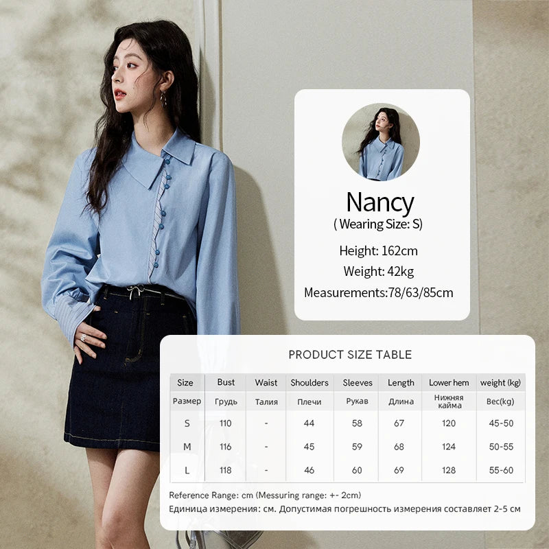 MISHOW Striped Patchwork Shirt for Women Spring 2025 Irregular Single Breasted Buckle Shirts Lapel Tops Office Lady MXE12C0412