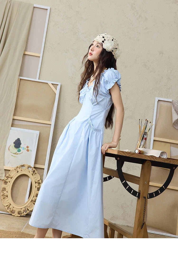 Mishow V-Neck Puff Sleeve Office Midi Dress MXD29L1934