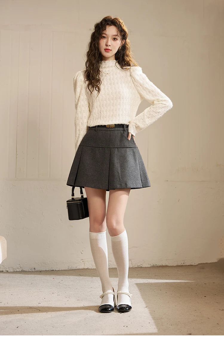 MISHOW Lace Bottoming Shirt Women Autumn Winter Mock Neck Long Sleeve Knitted Pullover French Warm Inner Top Female MXC58Z0481