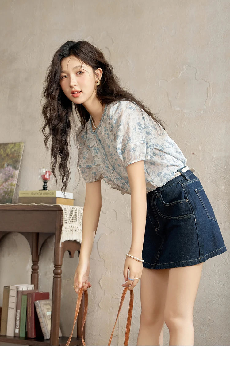 MISHOW High Waisted Denim Skirts for Women 2024 Summer New Fashion Simple Versatile Female Korean Style Chic Skirt MXD23B0366