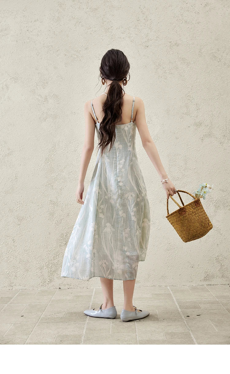 MISHOW Print Spring Summer Suspender Dress Women 2025 Square Collar Sleeveless Korean Dresses Lady New Fashion Slim MXE16L2127