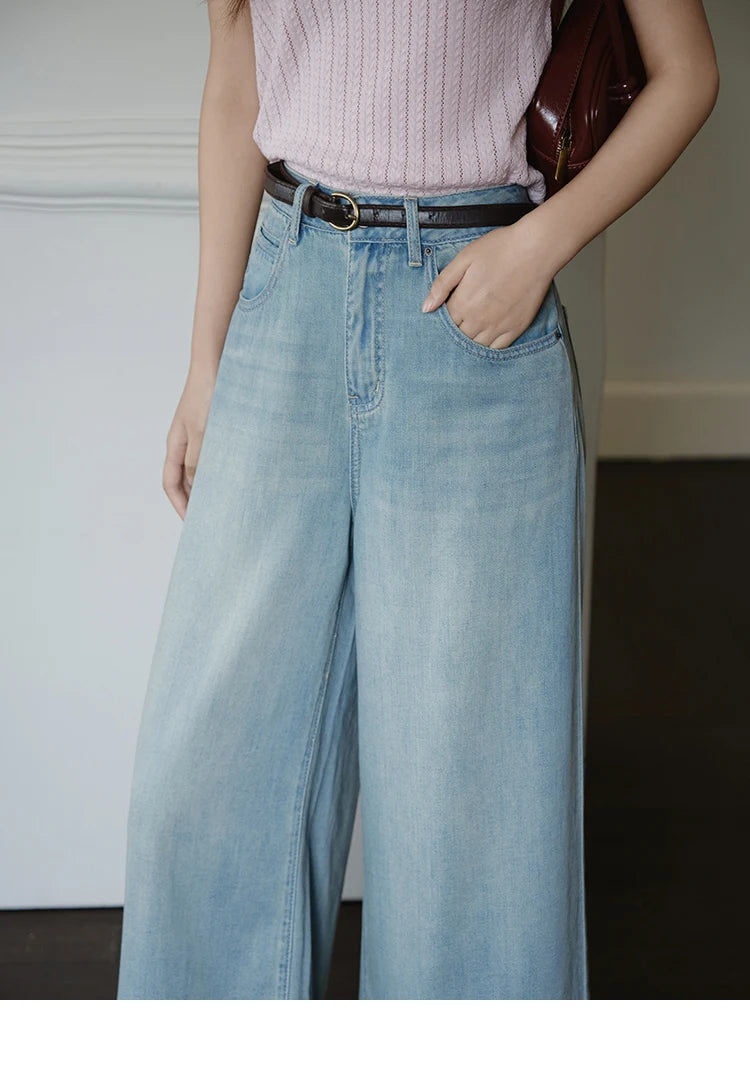 Mishow Flower Embroidery High Waist Wide Leg Jeans MXE37K0991