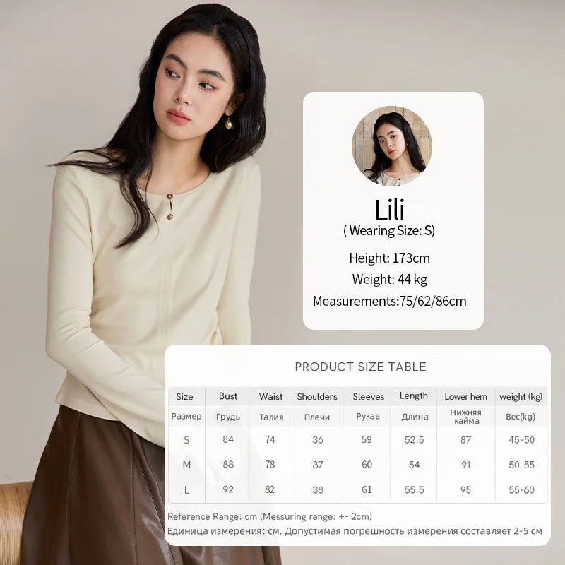 MISHOW Woman Sweaters 2025 Autumn Winter Apricot Brushed Knitted Bottoming Pullovers Pleated Design Casual Loose Top MXE48Z2517