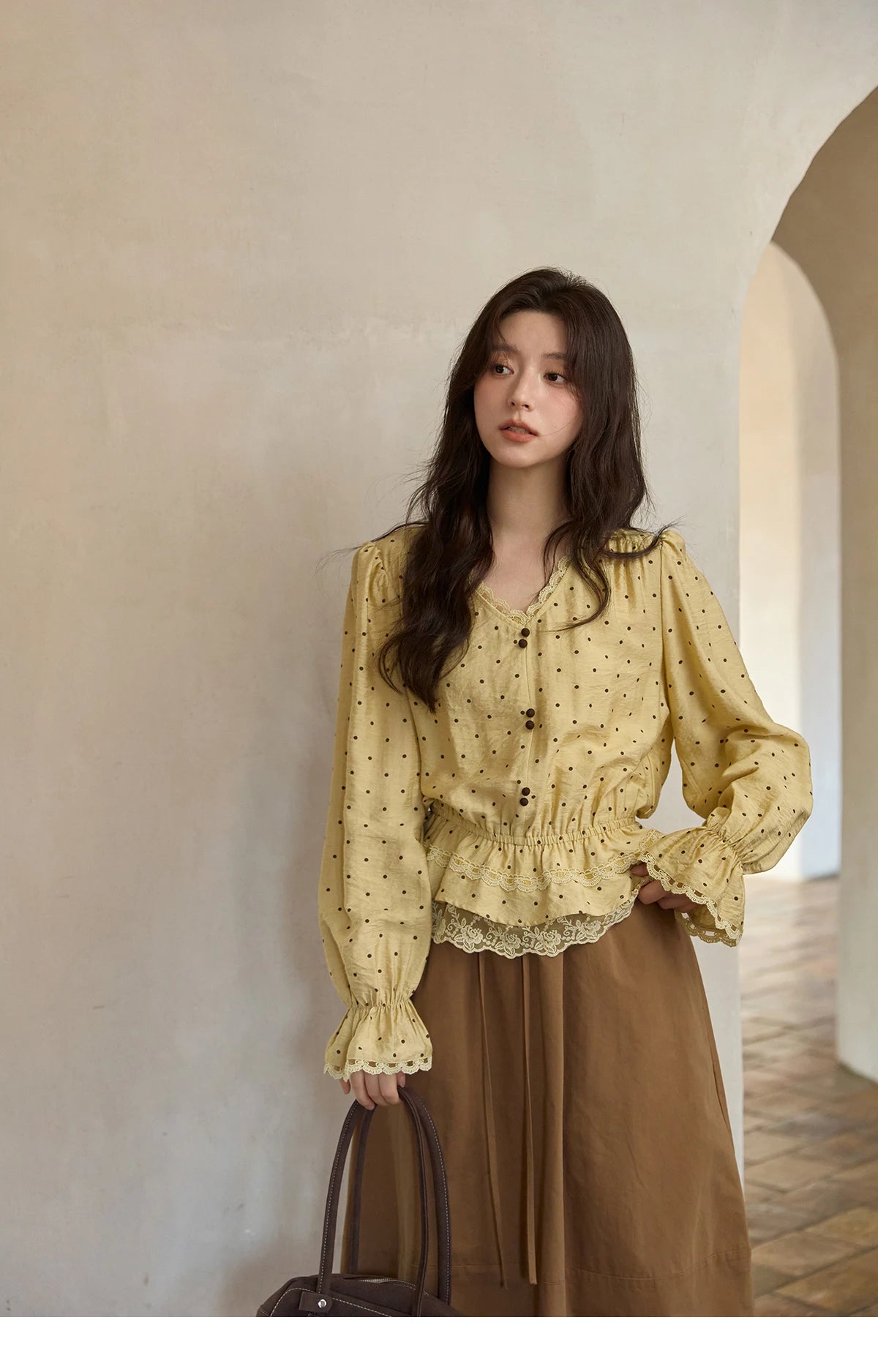 MISHOW Autumn Brown Cotton Bud Skirt 2025 Autumn Elastic Drawstring High Waist Slim A-line Casual Skirt with Pocket MXE41B2367