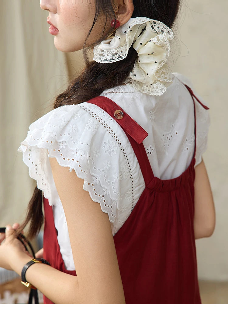 MISHOW Red Linen Strap Midi Dress Summer Sleeveless Casual Vacation Dress Hanging Neck Loose A-LINE Dress (Not A Set) MXE36L2309