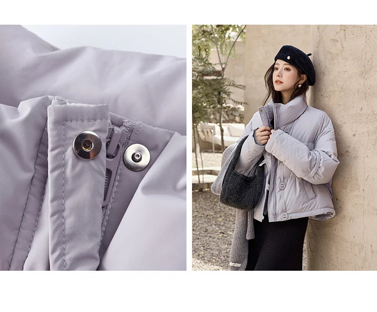 MISHOW Minimalist Down Jacket Women Zipper Short Jacket 2024 Fall Winter Loose Korean Version White Duck Down Jacket MXD42Y0047