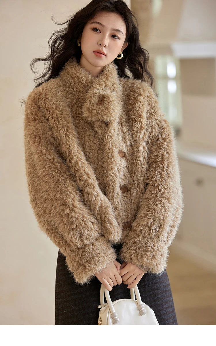 MISHOW American Vintage Faux Fur Jacket Women 2024 Winter Warm Thickened Turn Down Collar Fur One Reversible Jacket MXD55W0648