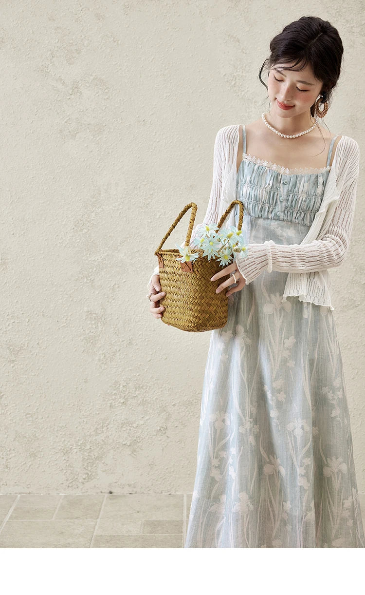 MISHOW Print Spring Summer Suspender Dress Women 2025 Square Collar Sleeveless Korean Dresses Lady New Fashion Slim MXE16L2127