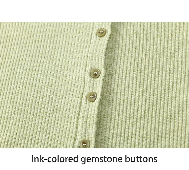 MISHOW Green Plaid Knitted Top 2025 Spring Lotus Leaf Sleeves Tees Slim Long Sleeve Curled Collar Single Breasted Top MXE14Z1152