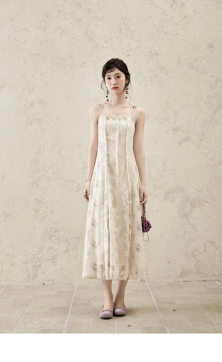 MISHOW Print Suspender Dress Women 2025 Spring Summer Square Collar Sleeveless Cut Flower Dresses New Fashion Slim MXE16L2144