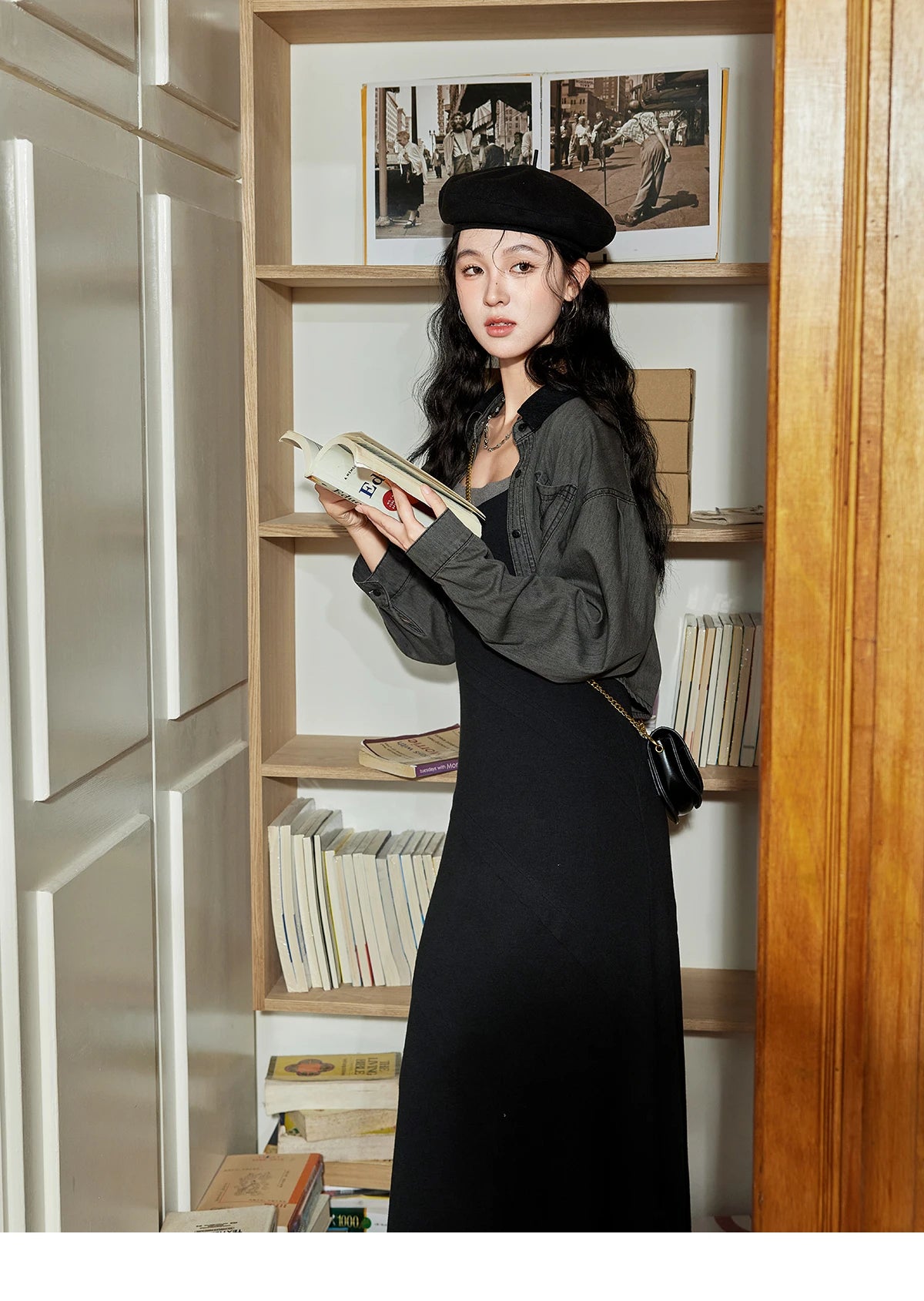 MISHOW Temperament Knitted Strap Dress Autumn 2024 Square Collar Adjustable Sling Dress Splicing Color Waist Dresses MXD42L2015