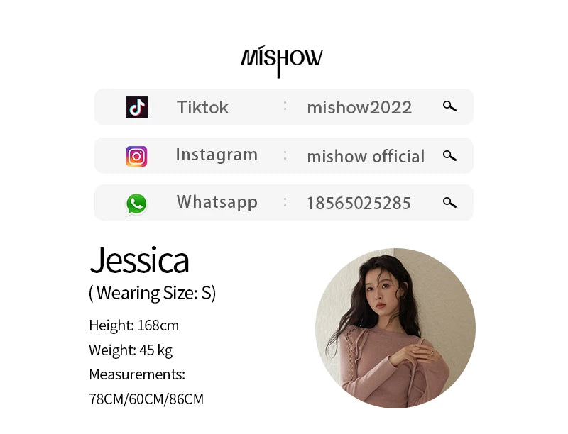 MISHOW Bottom Knit Sweater Women Fashion Hollow Tie Design Bottoming Shirt 2024 Fall New Warm Long-sleeved Slim Tops MXD45Z0766