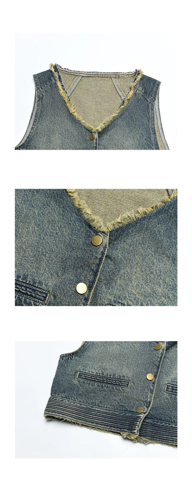 MISHOW Retro Blue Denim Vest Coat 2024 Autumn Sleeveless V Neck Hem Tassels Coat Female Single Breasted Casual Top MXD41W0387