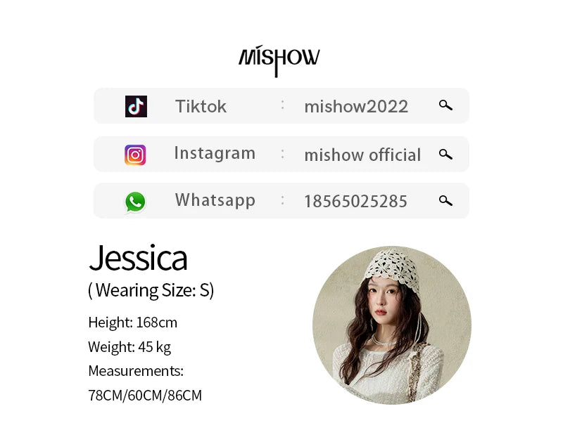 MISHOW Women 's Apricot White Hollow Knitted Sweater Spring 2025 Mohair Cover Drop Sleeve Top Strapless Slim Tube Top MXE12Z1120